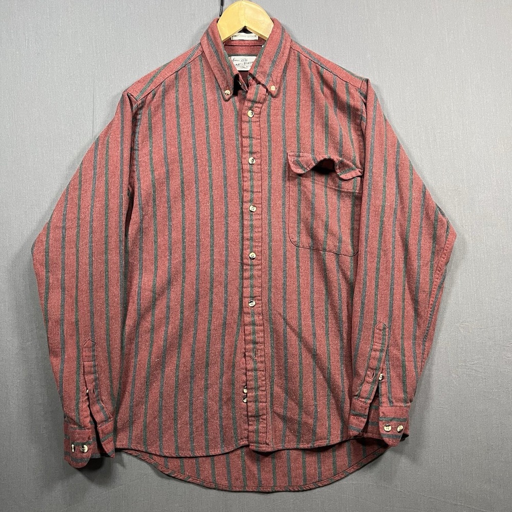 Sears Red and Gray Striped Button-Down Shirt